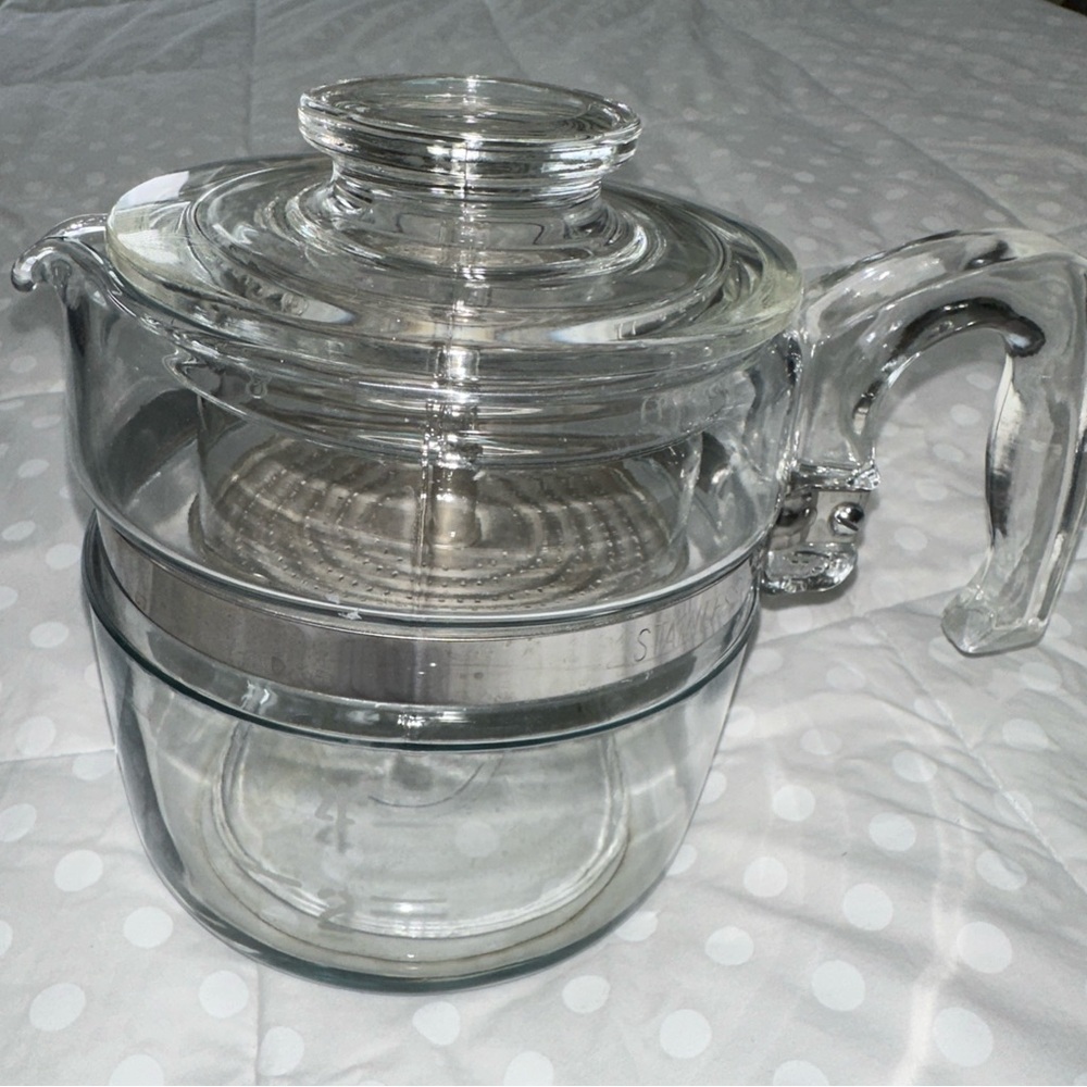 Vintage Pyrex Glass Coffee Percolator with Clear Handle